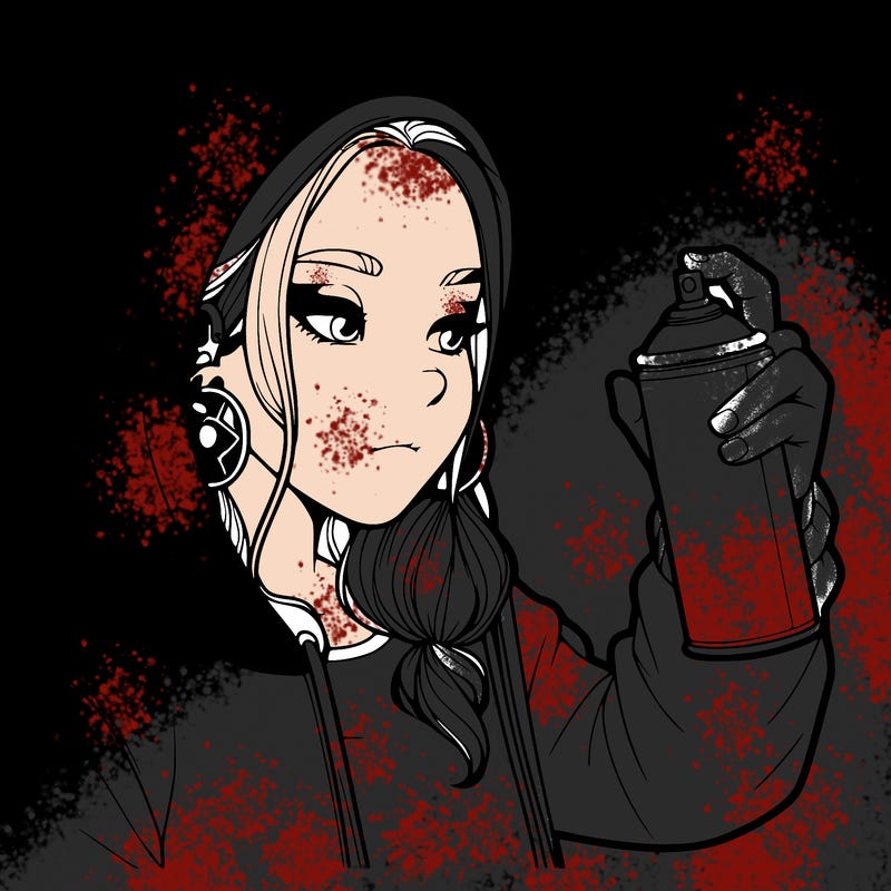 a realistic girl, spray painting