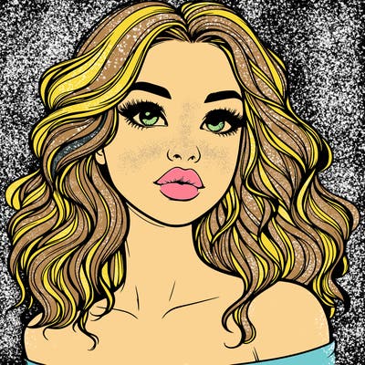 realistic girl with wavy hair and lips