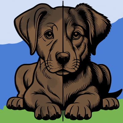 realistic dog split picture