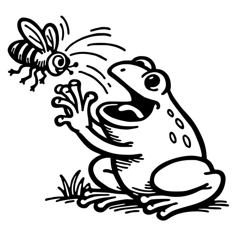 frog catching a fly