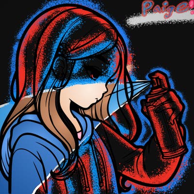 a realistic girl spray painting