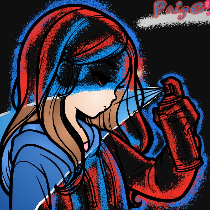 a realistic girl spray painting