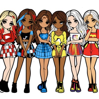 a group of girls realistic