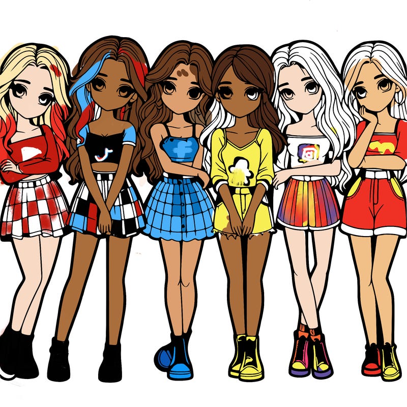 a group of girls realistic