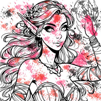 realistic elven woman glow magic wild chaos