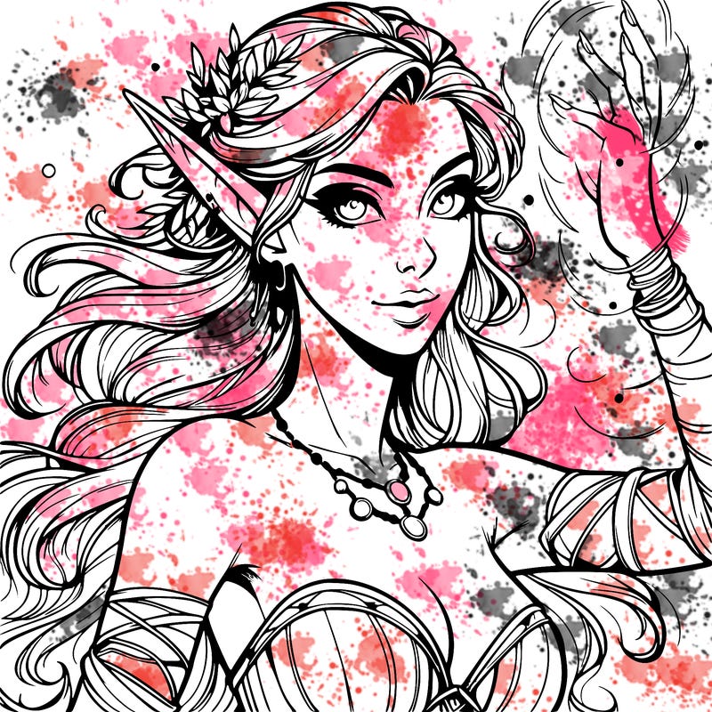 realistic elven woman glow magic wild chaos