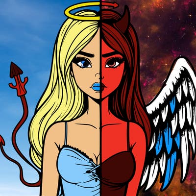 devil vs angel realistic girl