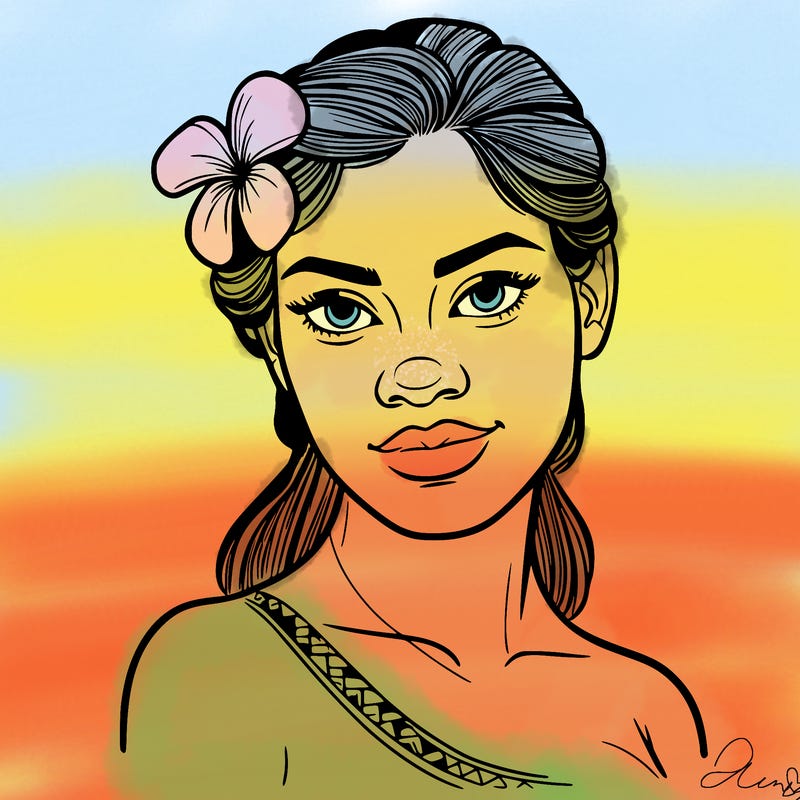 a realistic polynesian woman with a samoan pacific look and a taupou