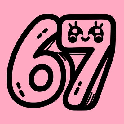 the numbers 67
