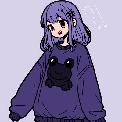 girl wearing frogging sweatshirt