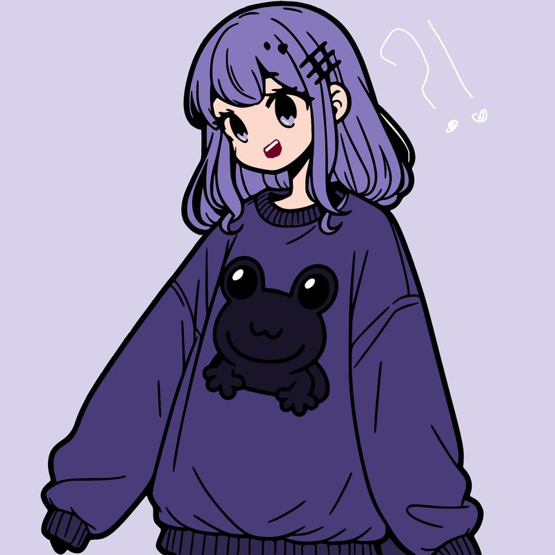 girl wearing frogging sweatshirt