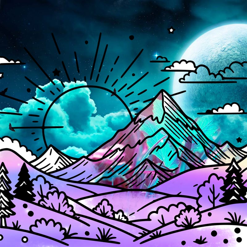 a mountain with a beautiful sunset