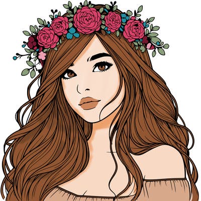 realistic girl with flower crown