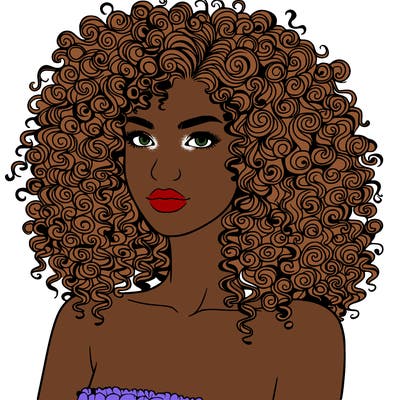 realistic woman with very curly hair