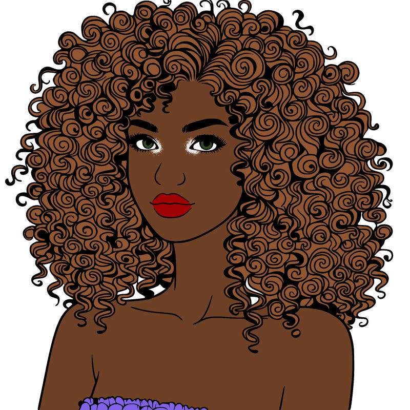 realistic woman with very curly hair