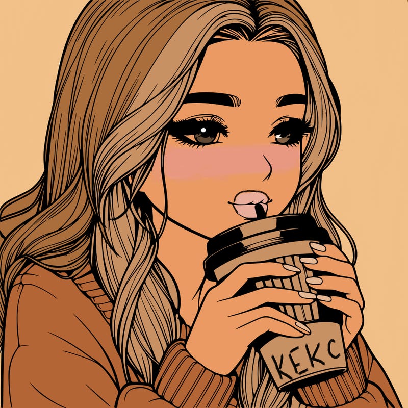 realistic girl drinking coffee