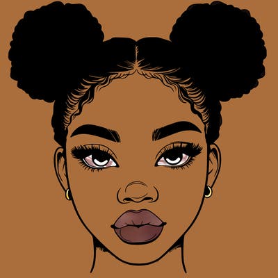 realistic black woman with two buns