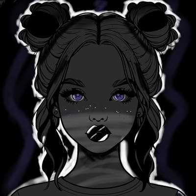 realistic girl with two buns in hair and lips