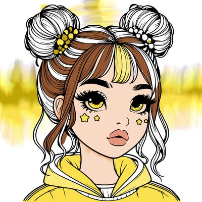 realistic girl with space buns