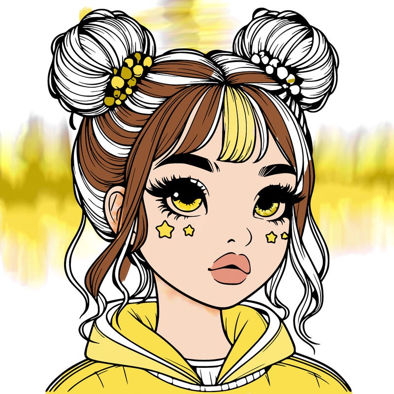 realistic girl with space buns