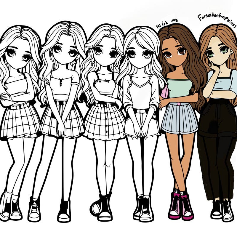 a group of girls realistic