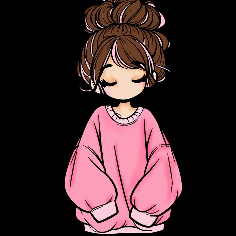 girl with baggy sweatshirt and messy bun