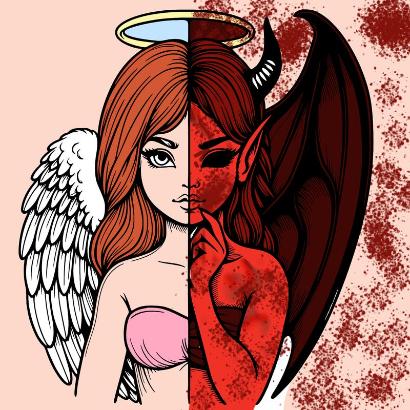 realistic angel half demon