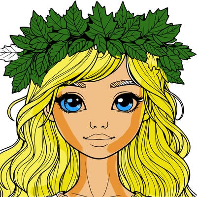 realistic girl with fall leaf crown