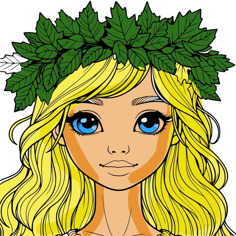 realistic girl with fall leaf crown