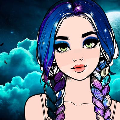 realistic girl with braids