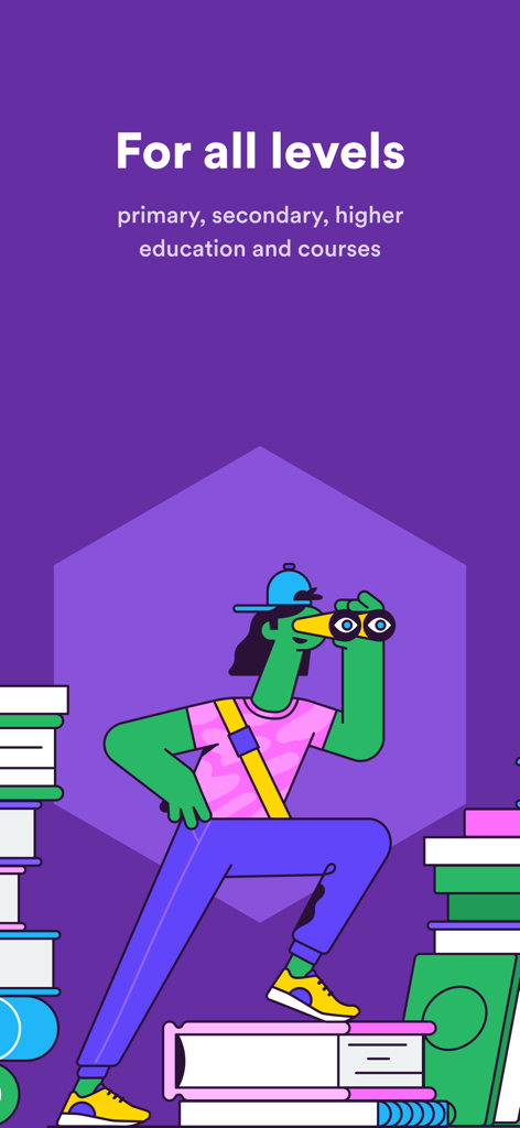 Graphic showing StudyGo provides learning resources for primary, secondary, and higher education levels.