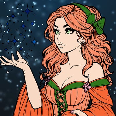 realistic women sorcerer using magic