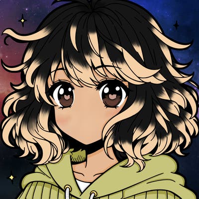 manga girl with fluffy hair