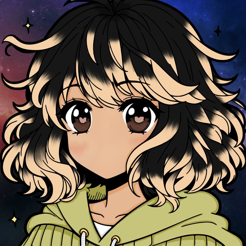 manga girl with fluffy hair