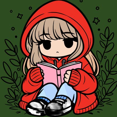 girl in oversized hoodie reading a book
