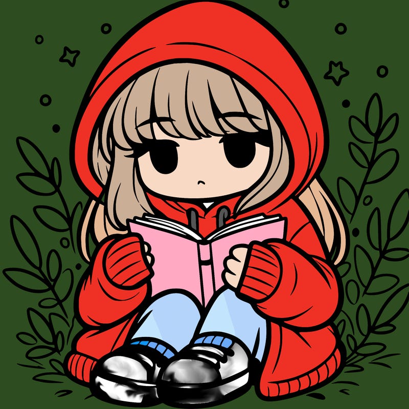girl in oversized hoodie reading a book