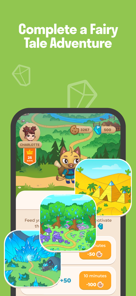 FamiLami - Habit Tracker - FamiLami app screen showing a gamified fairy tale adventure map for kids to track habits and earn rewards