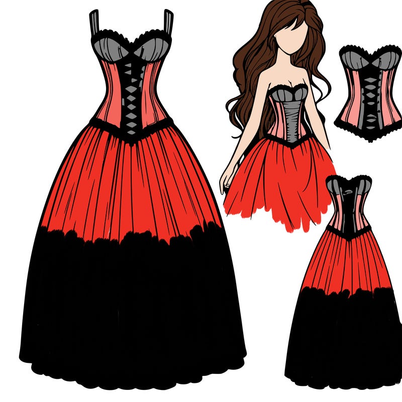 realistic long dress with corset