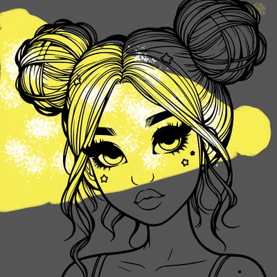 realistic girl with space buns