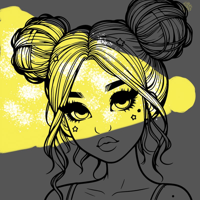 realistic girl with space buns