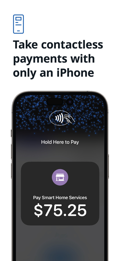Pantalla de iPhone mostrando la función Tap to Pay en la aplicación Chase Point of Sale