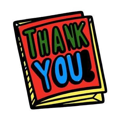 a card with the letters thank you