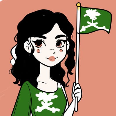 hot girl holding a flag