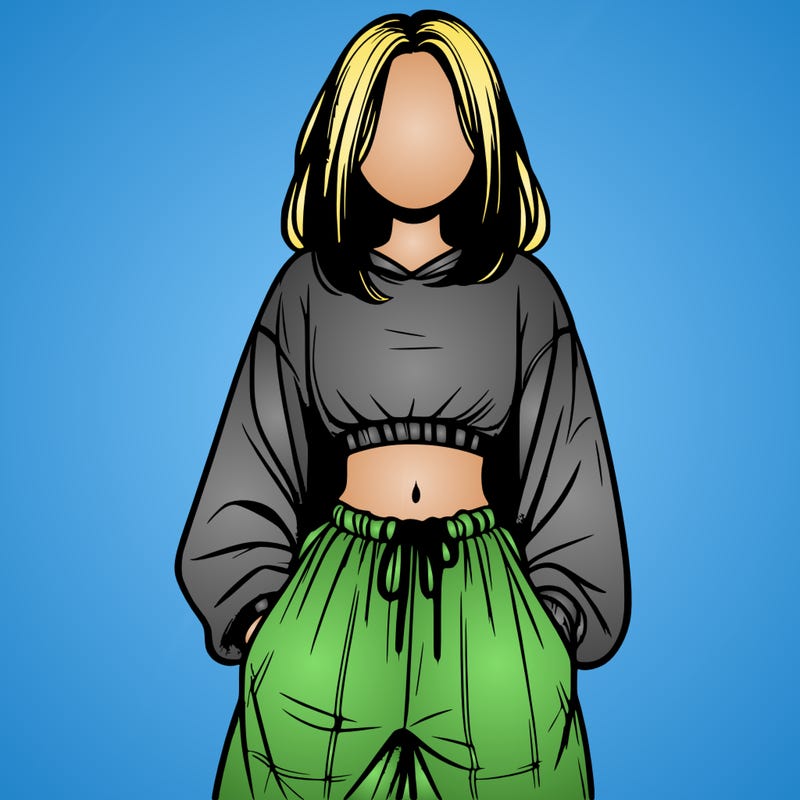 realistic girl faceless with baggy pants and a crop top