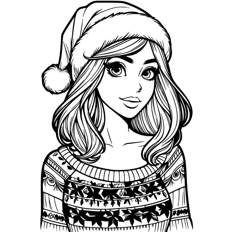realistic lady in a christmas sweater