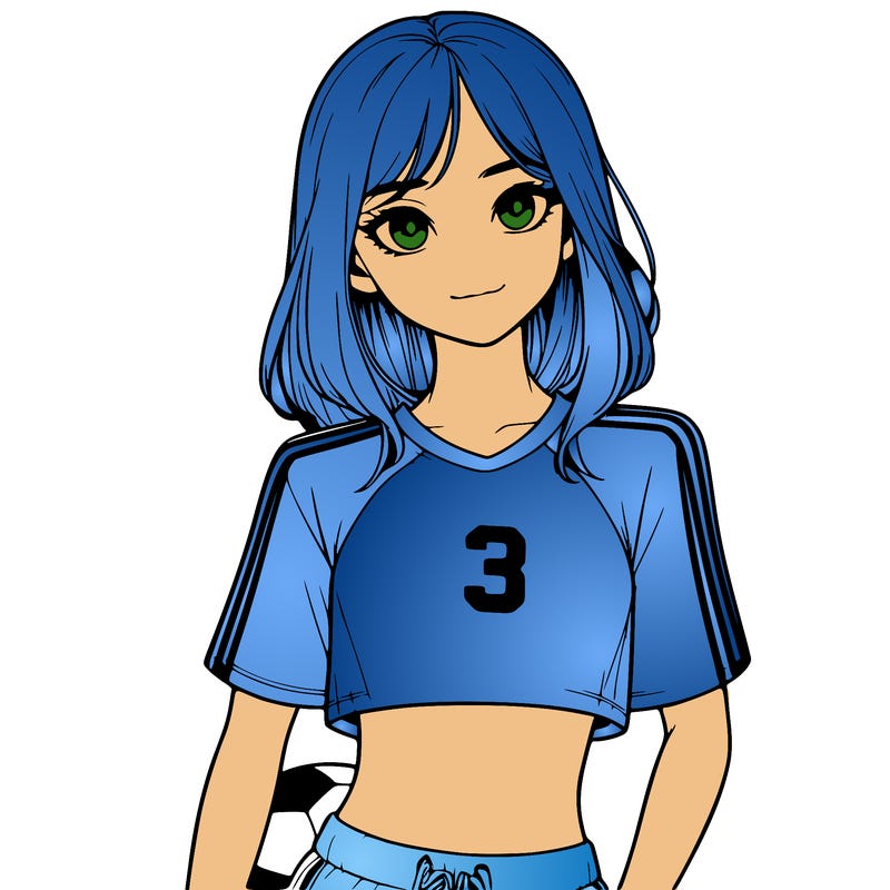realistic girl wearing soccer jersey