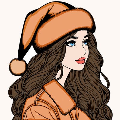realistic girl in santa hat