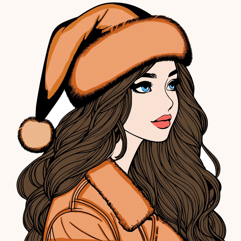 realistic girl in santa hat