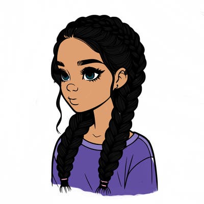 realistic girl with braids
