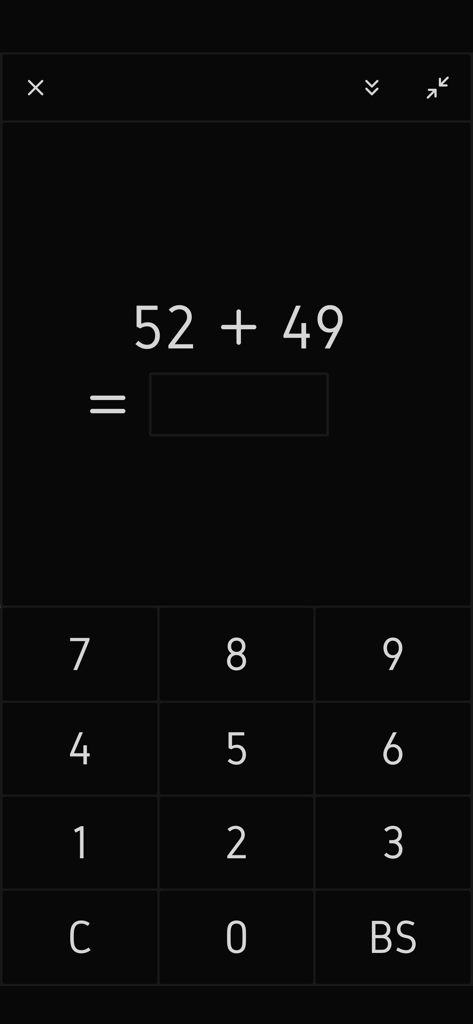Ninimaths - Ninimaths mental arithmetic interface showing an addition problem with a numeric keypad